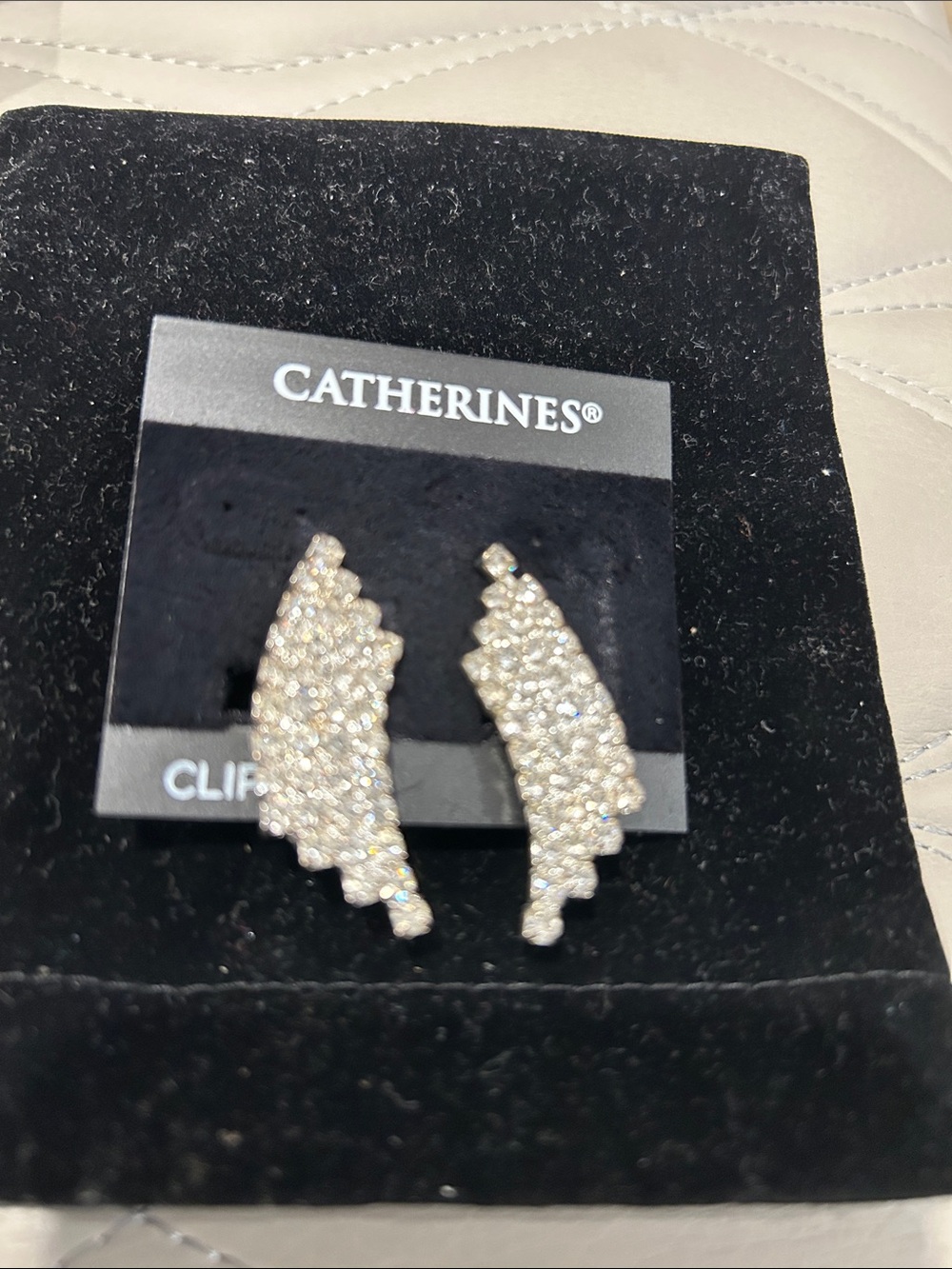 Catherines Gold Tone Pave Wing Clip-On Earrings